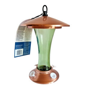 Woodlink Audubon Mid-Century Coppertop Hummingbird Feeder With Hidden Ant Moat